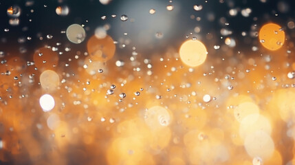 Raindrops bokeh Witness the beauty of raindrops glistening in bokeh effect. This scene showcases the delicate dance of rain as it transforms into shimmering lights.