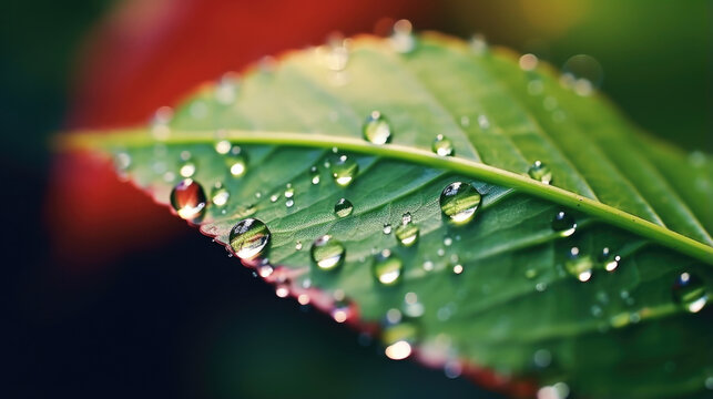 Delve into the world of macro photography with this bokeh scene, where tiny water droplets on a leaf create stunning bokeh effects, capturing the intricate details of nature.