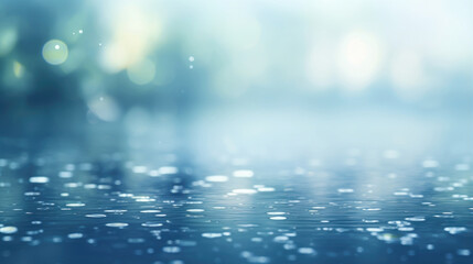 Experience the feeling of tranquility as rain bokeh gently falls on a calm water surface, creating mesmerizing ripples and adding a touch of serenity to any scene.