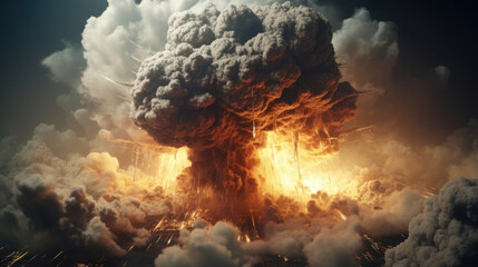 A detonation rips through the air, leaving in its wake a dark plume of smoke and an atmosphere of devastation.