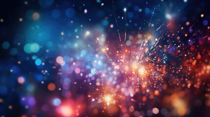 Fototapeta premium The detonation produces a vibrant burst of energy, illuminating the night sky with an ethereal glow.