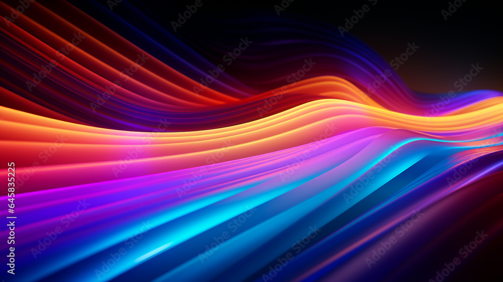 Wall mural 3d neon abstract colorful wavy symmetry background banner or header graphic element