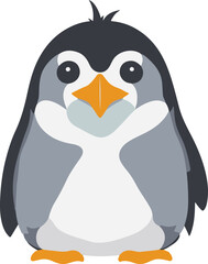 Vector illustration of a cute penguin for logo, symbol, sticker, tattoo t-shirt design, simple flat design on a white background