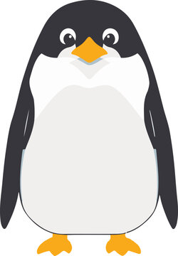 Vector illustration of a cute penguin for logo, symbol, sticker, tattoo t-shirt design, simple flat design on a white background