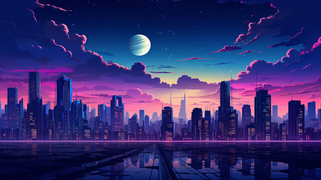 Abstract 3d synthwave colorful neon background banner 