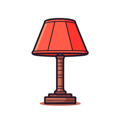 Square lamp shade vector icon in minimalistic, black and red line work, japan web