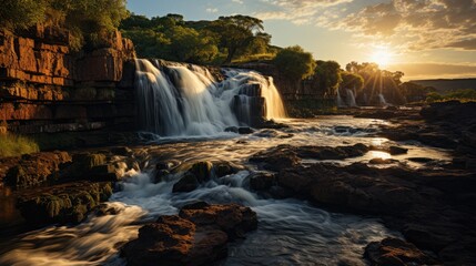 waterfall with shades of sun in South Africa