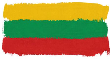 Flag of Lithuania paint brush stroke texture isolated on transparent background