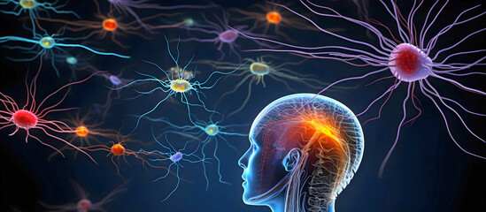 Panorama severe headache. AI generated.