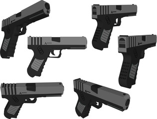 Vector sketch illustration of small automatic rifle pistol design for police