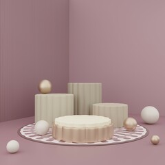 Cosmetic pink background and premium podium display for product presentation branding