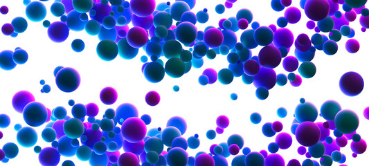 Background with many dreamy neon flying glowing spheres isolated on transparent background. Future digital technology, data science, particles, digital world, cyberspace and landing page. PNG file