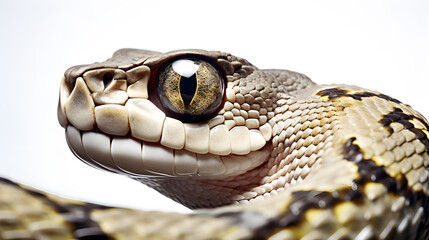 Obraz premium snake head macro close-up, isolated on white background, copy space