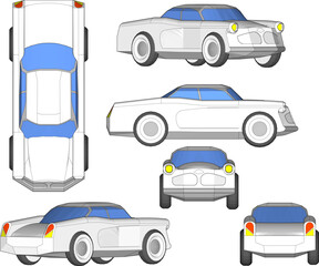 Vector sketch of expensive vintage old classic car design illustration for collection