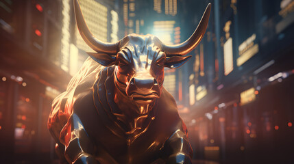 Bull trading on Stock market, bull, stocks, etfs, cfd, future, daytrading, bull market - obrazy, fototapety, plakaty