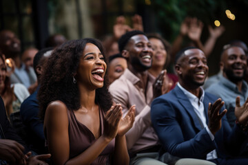 Fototapeta premium Family's elation as they watch a surprise marriage proposal unfold. Generative Ai.