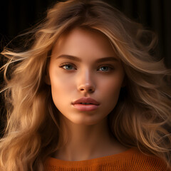 Naklejka premium Beautiful Blond haired Girl looking at you, portait, hot women