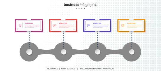 circular layout diagram with 4 list of steps, circular layout diagram infographic element template
