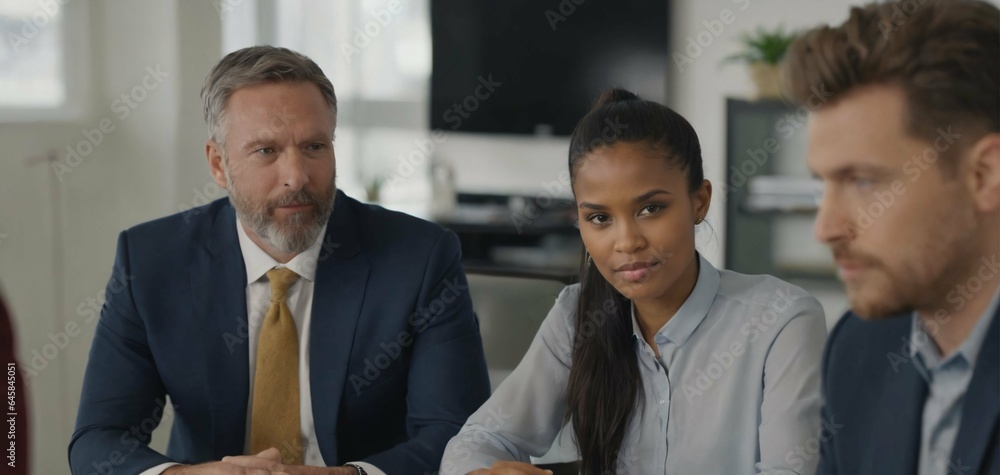 Wall mural Team photo of a diverse group office meeting of businesspeople exuding confidence and looking smart and impeccable