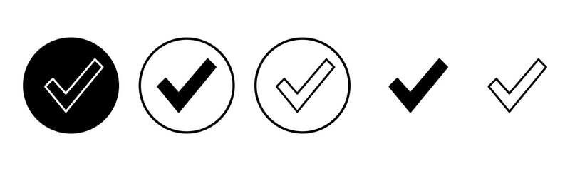 Check mark icon set illustration. Tick mark sign and symbol