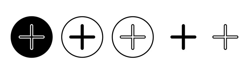 Plus Icon set illustration. Add plus sign and symbol