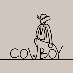 Illustration of cowboy, line art style
