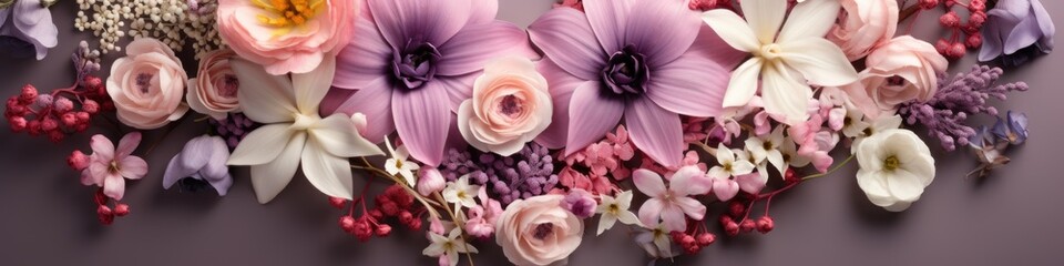 Obraz premium Flowers in heart shape with copy space for valentines womens mothers day