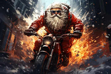 Festive Santa Claus with a Radical Twist - Christmas Concept Illustration,
