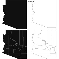 Arizona state outline County map set - United States