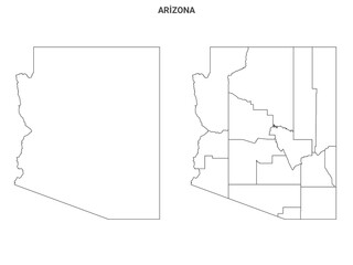 Arizona state outline County map set - United States