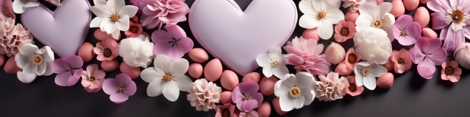 Obraz na płótnie Canvas pink heart on flowers background