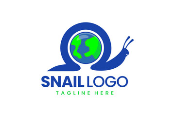 Flat modern simple logo snail earth logo template icon symbol vector design illustration