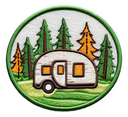 Camper car embroidery patch isolated.