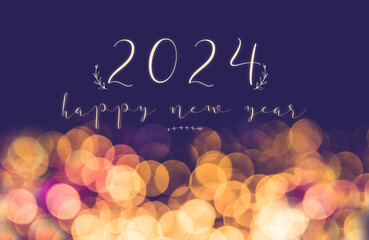 Naklejka premium 2024 happy new year with night boken background,holiday greeting card