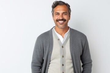 Fototapeta premium Portrait photography of a Colombian man in his 40s against a white background