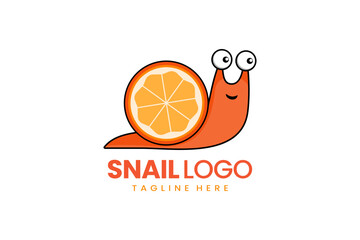Flat modern simple logo snail orange fruit logo template icon symbol vector design illustration