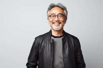 Obraz premium Portrait photography of a Vietnamese man in his 50s against a minimalist or empty room background
