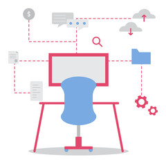 Data analytic concept vector illustration. Modern flat vector illustration in solid colors with business theme.
