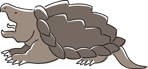 手描きのワニガメのイラスト