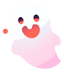 Cute ghost cartoon character isolated.