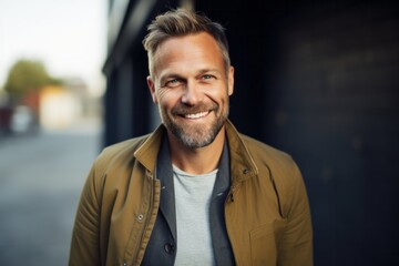 Obraz premium Medium shot portrait photography of a Swedish man in his 40s against an abstract background