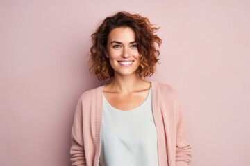 Obraz premium Group portrait photography of a French woman in her 30s against a pastel or soft colors background
