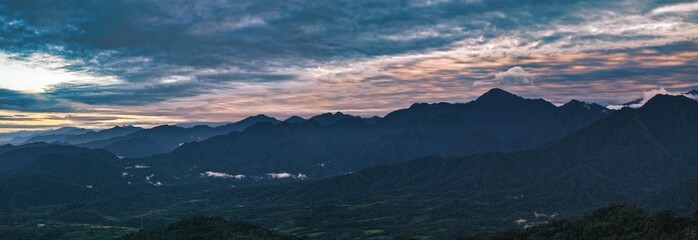 Sunset over the Amazon rainforest in Ecuador