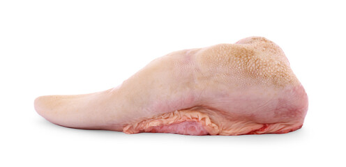 One raw beef tongue isolated on white