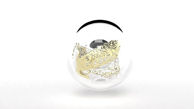 Gold silver glass sphere 3d style on white back