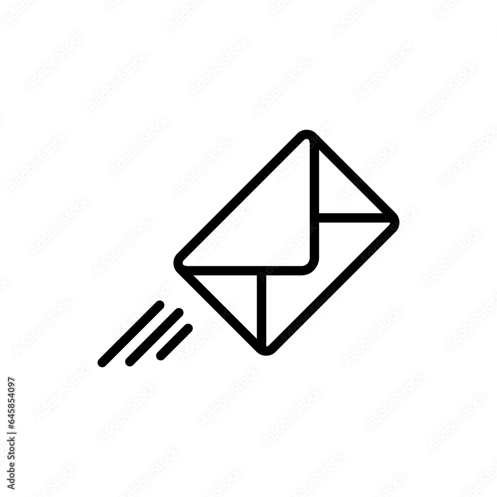 Aufkleber express mail outline icon. flying envelope simple line vector icon. flat illustration on white backg