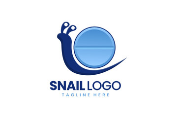 Flat modern simple logo snail medicine logo template icon symbol vector design illustration