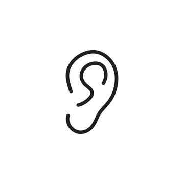 Ear icon vector, filled flat sign, Hearing symbol, flat illustration on white background..eps
