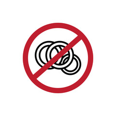 No onion ban sign, icon, prohibition red circle, forbidden symbol.flat illustration on white background..eps