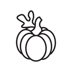 Pumpkin with leaf line icon.Pumpkin vegetable outline vector icon. vector sign on white background..eps
